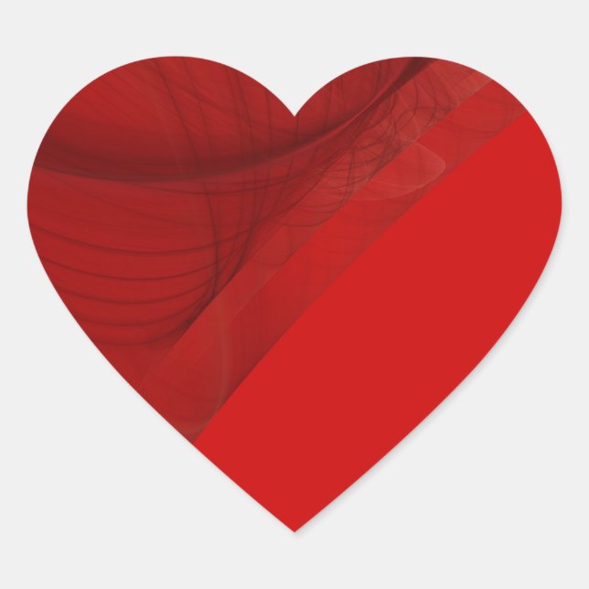 Red Fractal Background Heart Sticker (Front)