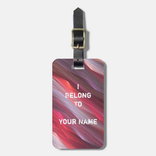 Red Fractal Luggage Tag (Front Vertical)