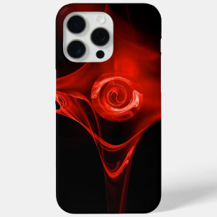 RED FRACTAL ROSE IN BLACK iPhone 15 PRO MAX CASE
