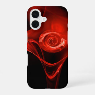 RED FRACTAL ROSE IN BLACK iPhone 16 CASE