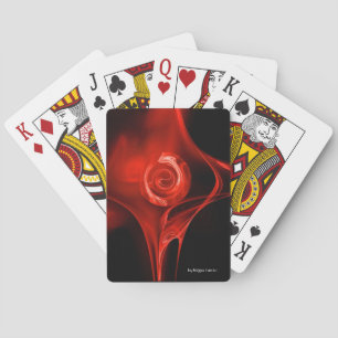 RED FRACTAL ROSE IN BLACK PLAYING CARDS