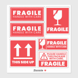 Red Fragile Handle W/Care Shipping Labels Stickers