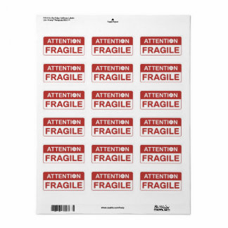 Red Fragile Handle with Care Mailing Label images
