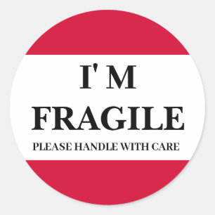 Red Fragile Label Round Sticker