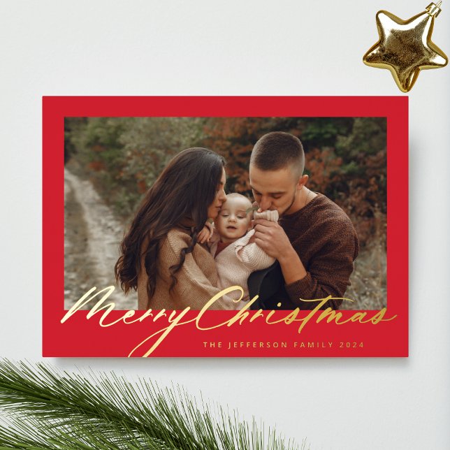 Red Frame & Gold Merry Christmas Photo (Creator Uploaded)