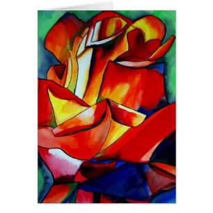 Red France Libre rose watercolor art