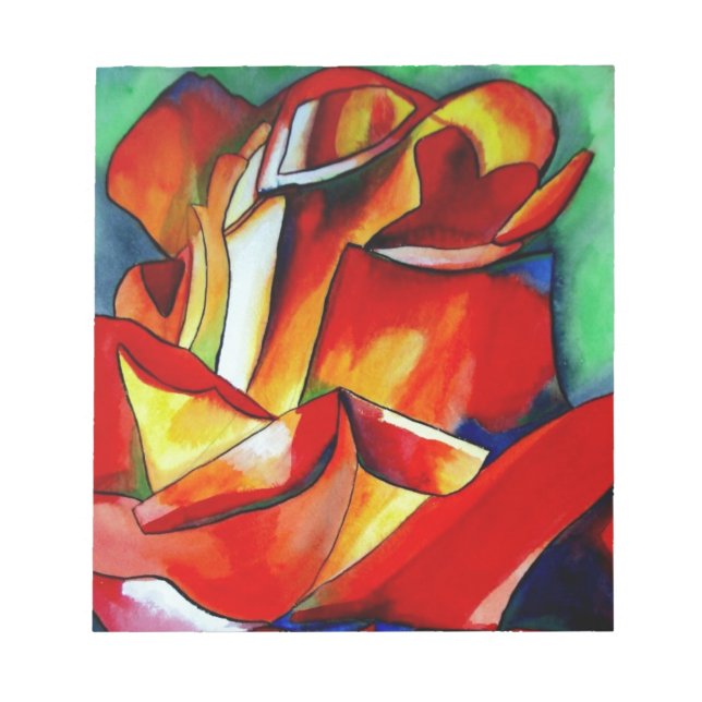 Red France Libre rose watercolor art Notepad (Front)