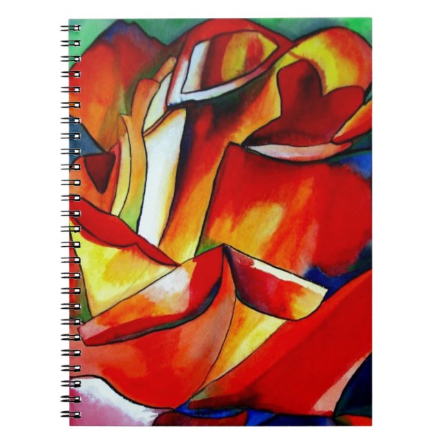 Red France Libre rose watercolor art Spiral Notebook (Front)