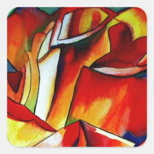 Red France Libre rose watercolor art Square Sticker
