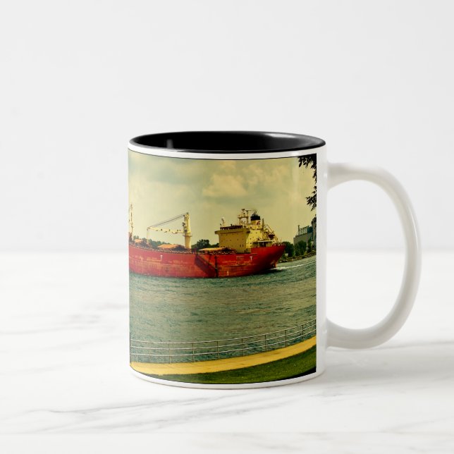 Red Freighter Two-Tone Coffee Mug (Right)