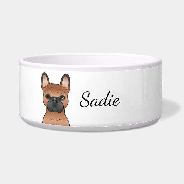 Red French Bulldog / Frenchie Cartoon Dog & Name (Front)