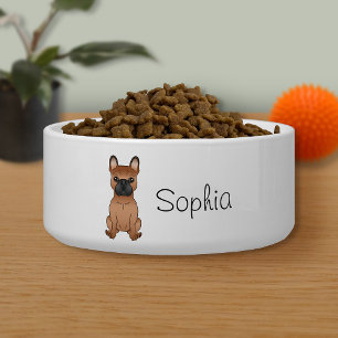 Red French Bulldog / Frenchie Cartoon Dog & Name