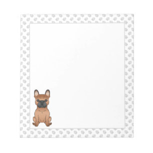 Red French Bulldog / Frenchie Cartoon Dog & Paws Notepad