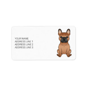 Red French Bulldog / Frenchie Cartoon Dog & Text Label