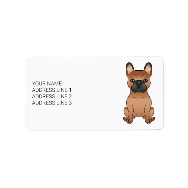 Red French Bulldog / Frenchie Cartoon Dog & Text Label (Front)