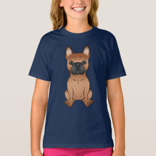 Red French Bulldog / Frenchie Cute Cartoon Dog T-Shirt