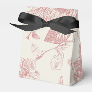 Red French Floral Toile Floral Favour Box