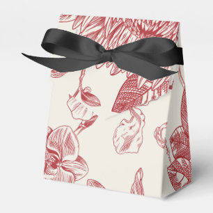 Red French Floral Toile Floral Favour Box