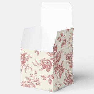 Red French Toile Canvas Party Favour Box 