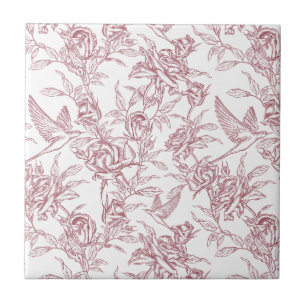 Red French Toile Tile