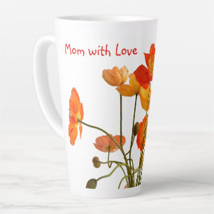 Red & Fresh Coloured Poppies Watercolor Latte M Mug