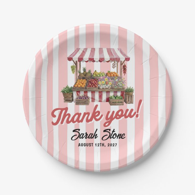 Red Fresh Off The Market Bridal Shower Paper Plate (Front)