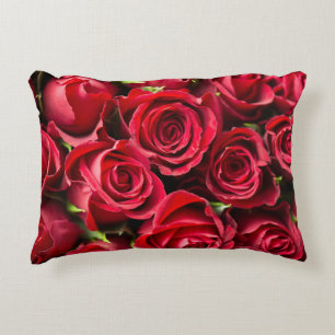 Red Fresh Roses Throw Decorative Cushion