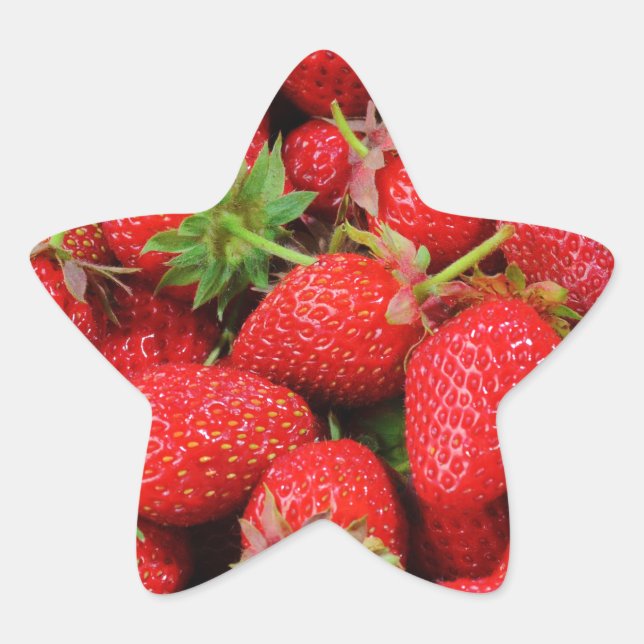 Red Fresh Strawberries Design Star Sticker (Front)