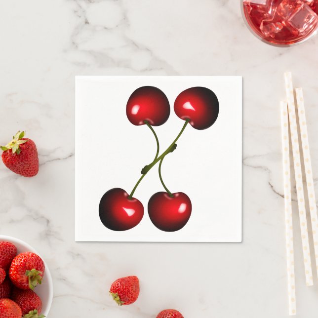 Red Fresh Sweet Cherry Napkins (Insitu)