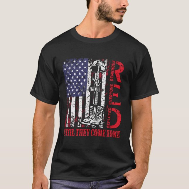 Red Friday Military Remember Everyone Deployed Arm T-Shirt (Front)