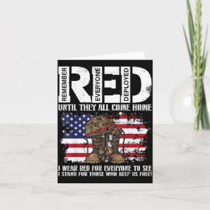 Red Friday Military Wear Red Support Troops Flag Card
