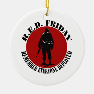 RED FRIDAY - REMEMBER EVERYONE DEPLOYED CERAMIC TREE DECORATION