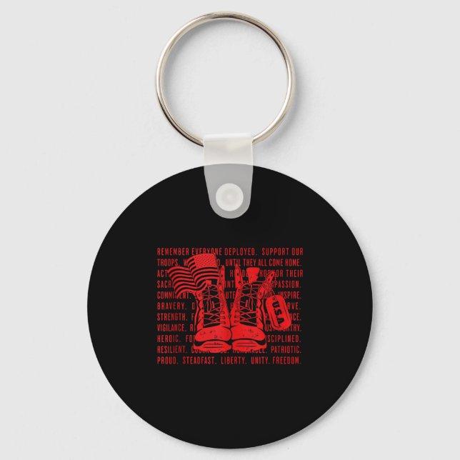 Red friday remember everyone deployed support men key ring (Front)