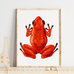 Red Frog Digital Print   Frog Wall Print
