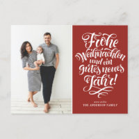 Red Frohe Weihnachten Calligraphy Photo