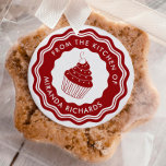 Red From the Kitchen Of Homemade Modern Bakery Classic Round Sticker<br><div class="desc">Let your baked goods stand out with this lovely "From the Kitchen Of" stickers. These cute baking stickers are perfect for adding a personal touch to your packages! Customise these treat stickers with your names and make a beautiful finishing touch on all of your boxes!</div>