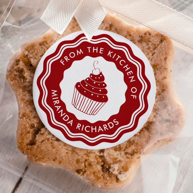 Red From the Kitchen Of Homemade Modern Bakery Classic Round Sticker (Creator Uploaded)