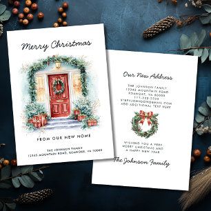 Red Front Door Merry Christmas from New Home Announcement