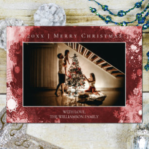 Red Frosted Snowflakes Christmas Photo Card