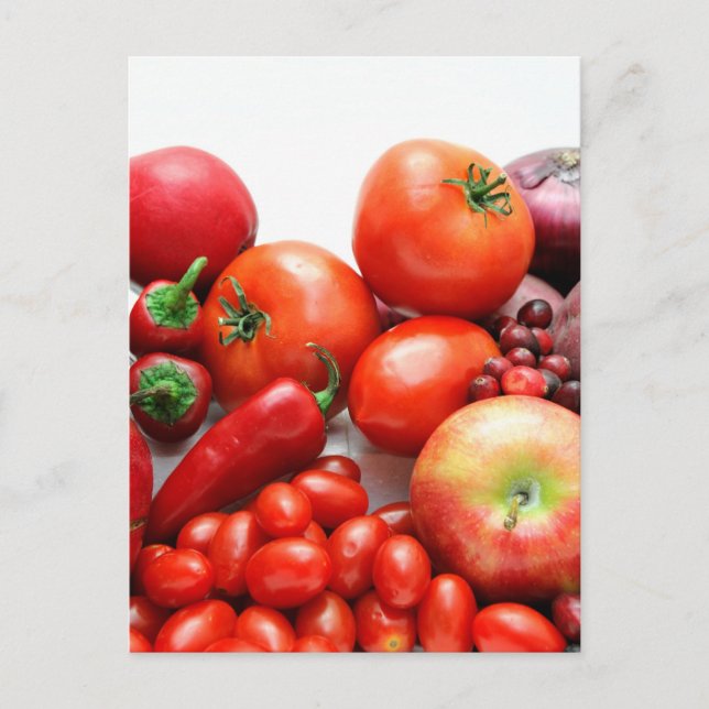 Red Fruit And Vegetables Postcard (Front)