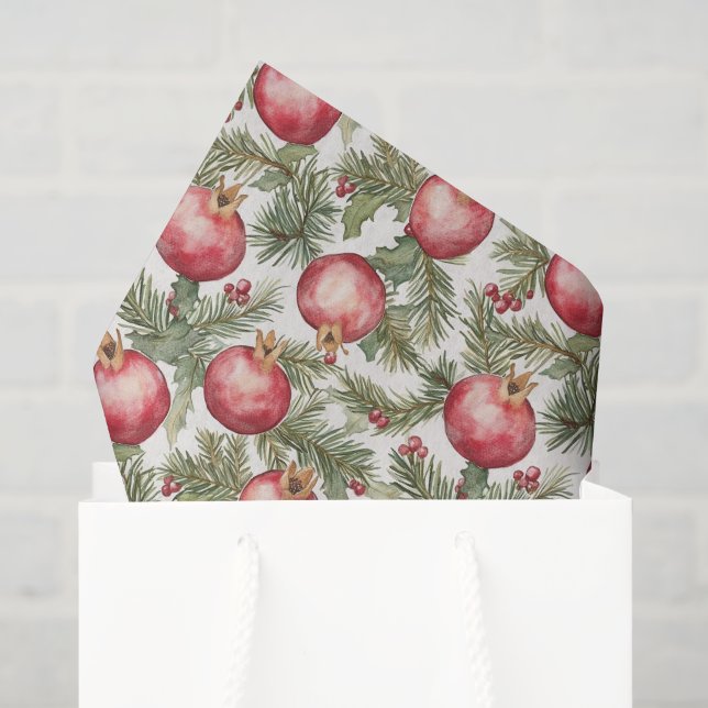 Red Fruit Pomegranate Christmas Tissue Paper (Gift Bag)