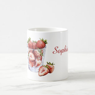 Red Fruit Strawberries Glass Coffee Mug