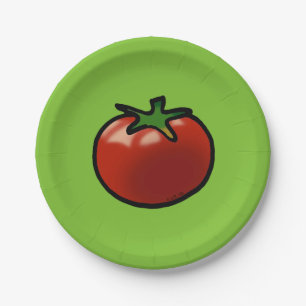 red fruit tomato paper plate