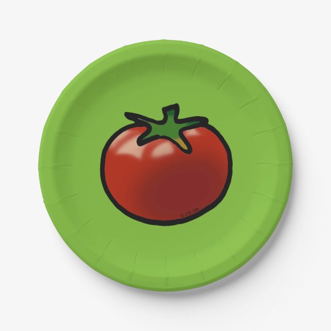 red fruit tomato paper plate (Front)