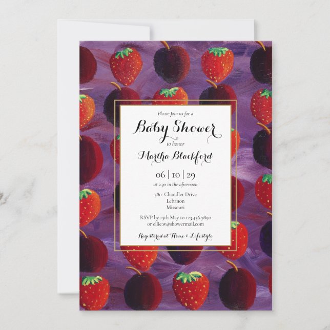 Red Fruits Country Baby Shower / Sprinkle Invitation (Front)