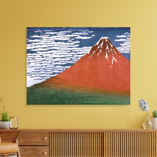 Red Fuji, Aka Fujiyama Volcano Katsushika Hokusai Canvas Print