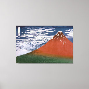 Red Fuji, Aka Fujiyama Volcano Katsushika Hokusai Canvas Print