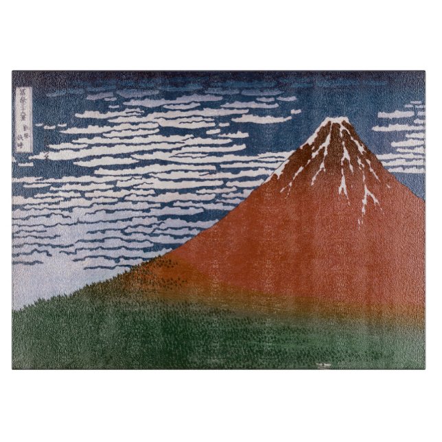 Red Fuji, Aka Fujiyama Volcano Katsushika Hokusai Cutting Board (Front)