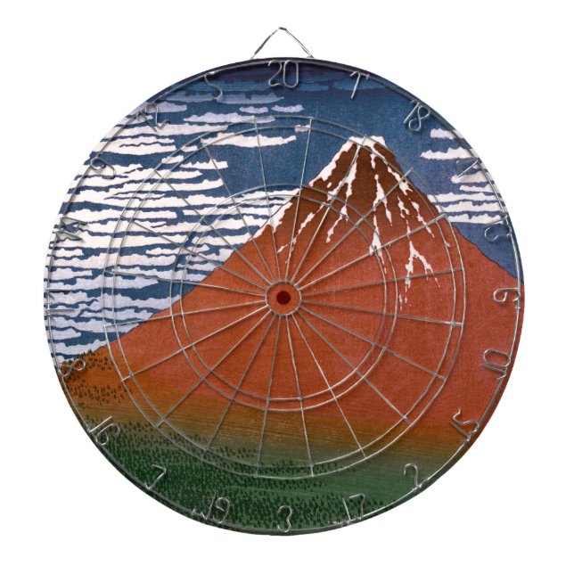 Red Fuji, Aka Fujiyama Volcano Katsushika Hokusai Dartboard (Front)