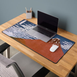 Red Fuji, Aka Fujiyama Volcano Katsushika Hokusai Desk Mat